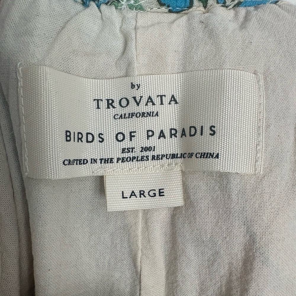 TROVATA Birds of Paradis Willa Vacation Resort Linen Floral Wide Pants Large AC - Picture 8 of 10